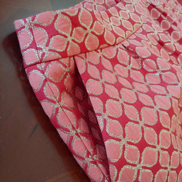 Halogen Coral Metallic Gold Brocade Skirt Size 8 - Picture 3 of 12
